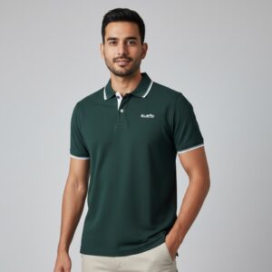 Dark Green Classic Contrast Collar