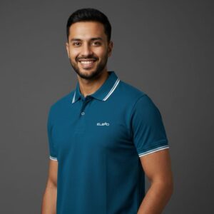 Peacock Blue Classic Contrast Collar