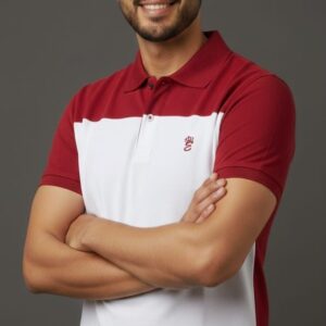 Maroon & White Two Tone Polo T Shirt