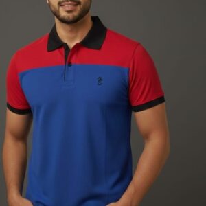 Red & Blue Two Tone Polo T Shirt