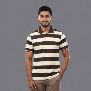 Coffee Brown & Cream Striped T-Shirt