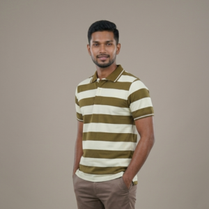 Green & Cream Striped T-Shirt
