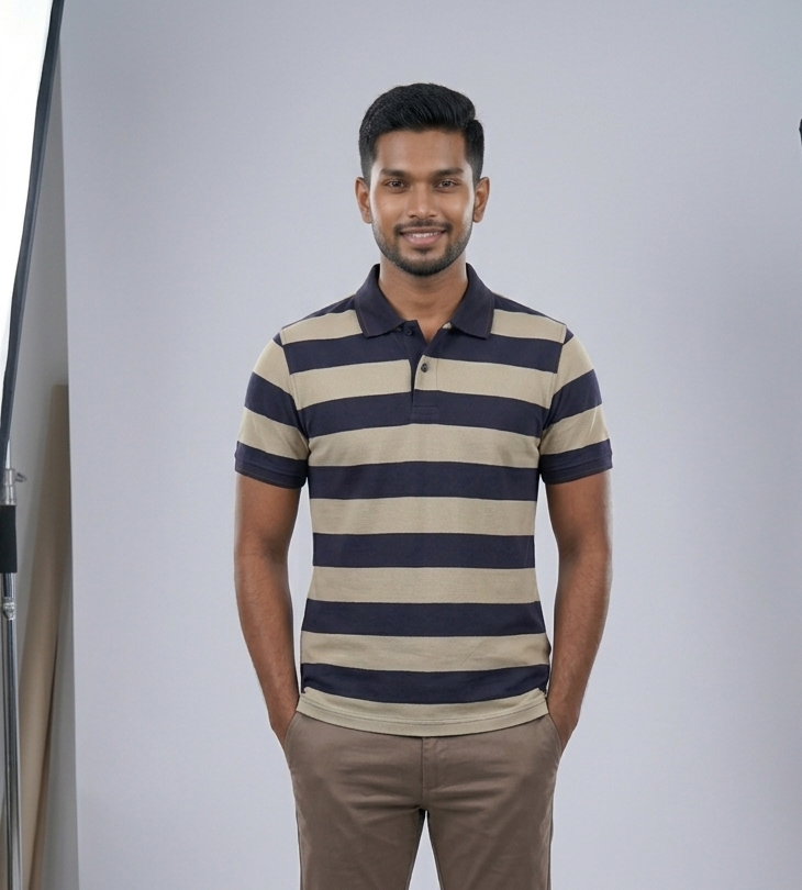 Blue & Brown Striped T-Shirt