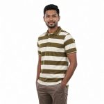 Green & Cream Striped T-Shirt