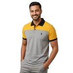 Yellow & Gray Two Tone Polo T Shirt